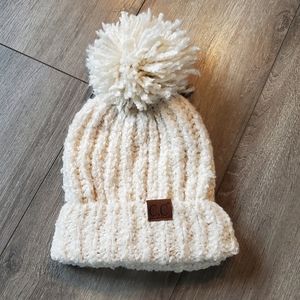 4/$20 C.C White Toque/Beanie with Pom-pom